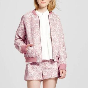 Bomber Pink, Victoria Beckham Lined Blush Paisley Bomber Jacket M‎